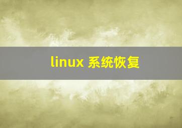 linux 系统恢复